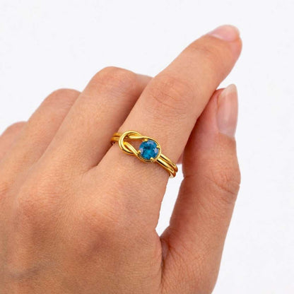 Vintage Aquamarine Ring 14K Solid Gold Round Blue Aquamarine Engagement Ring Unique Moissanite Promise Ring Anniversary Gift Ring For Women