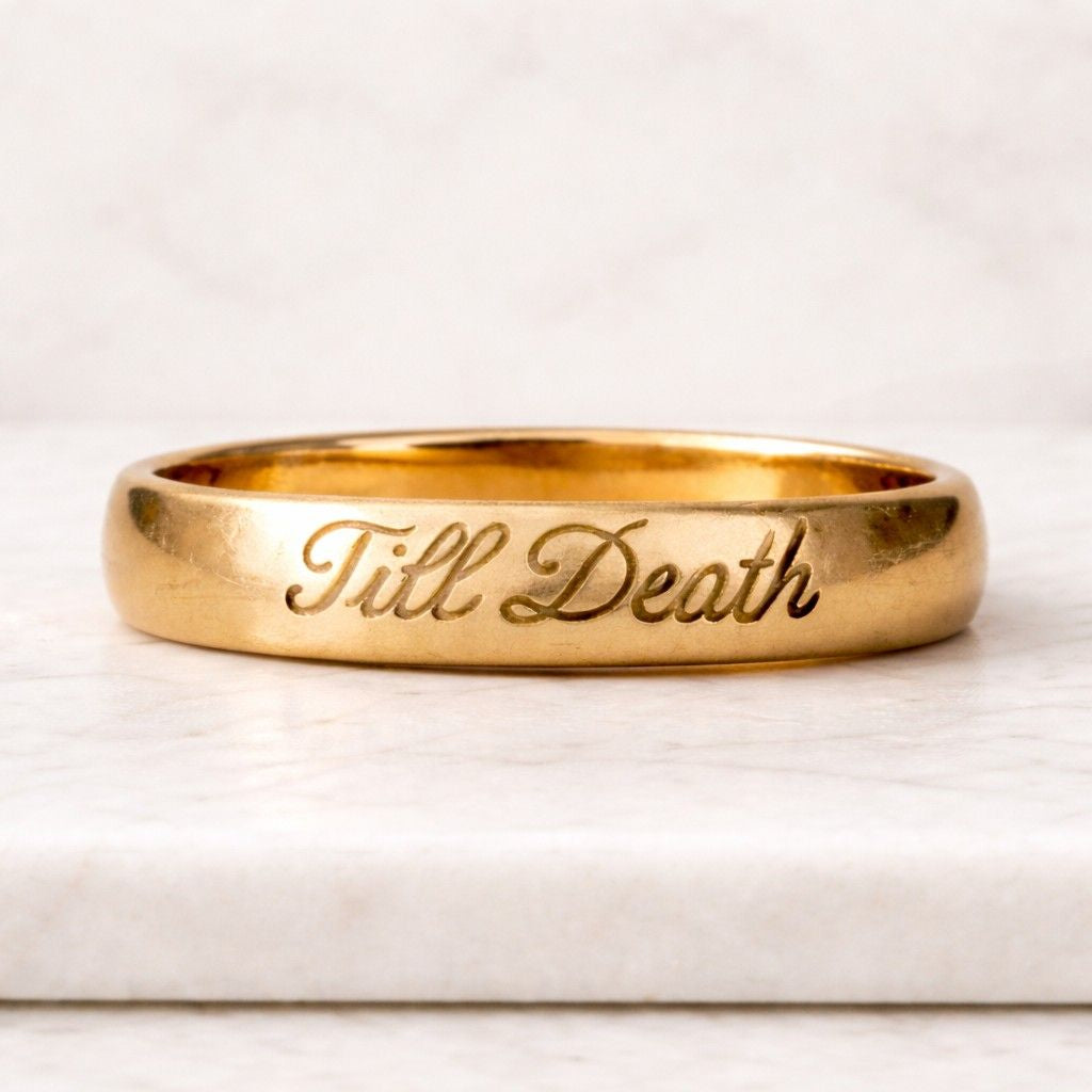 4mm wide til teath band ring, promise ring, til death engraved ring, minimalist ring, gift for her/him, valentine's day gift, 925 silver
