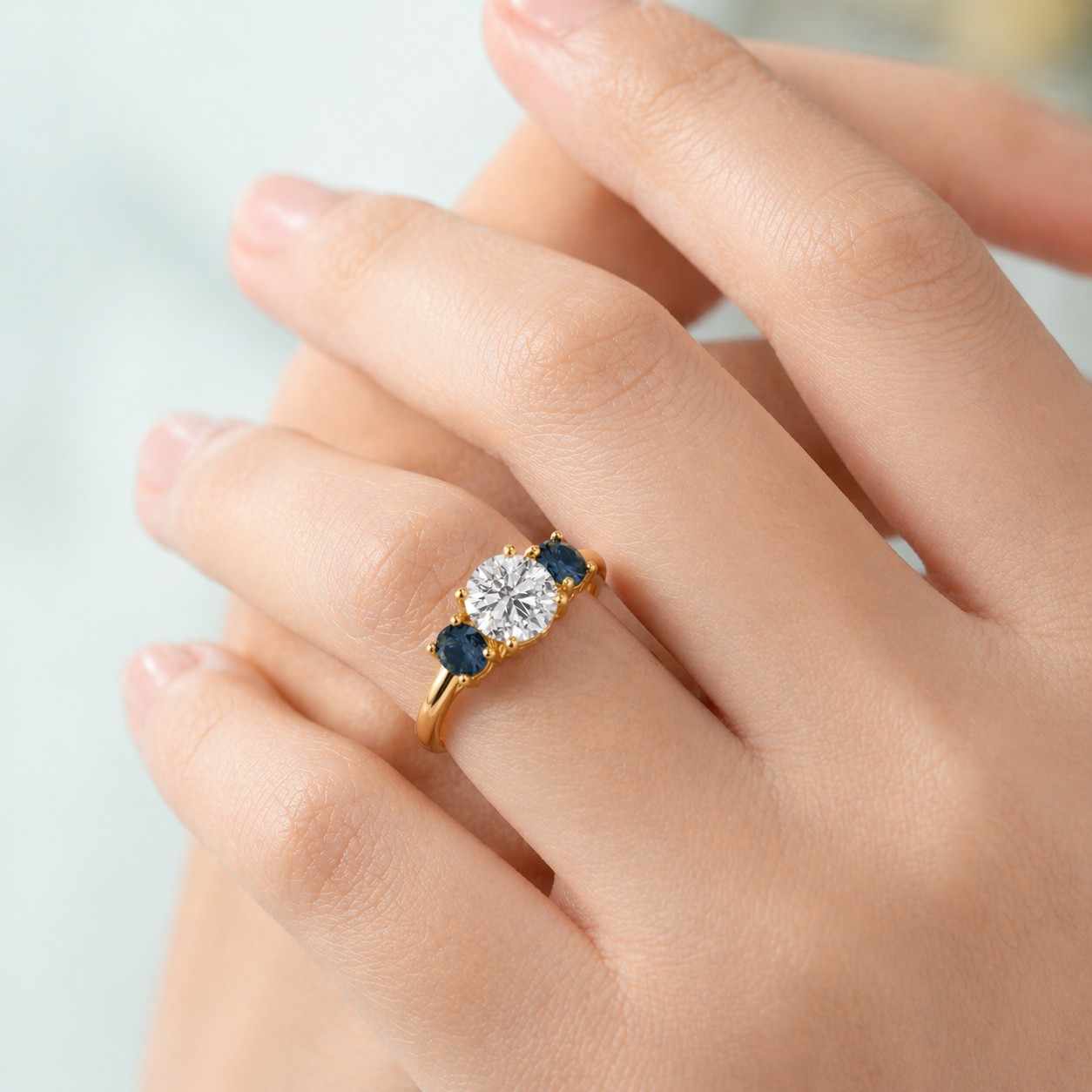 romantic jewelry anniversary jewelry birthday gift proposal ring promise jewelry fashion jewelry luxury ring set gemstone jewelry blue gemstone clear gemstone prong ring