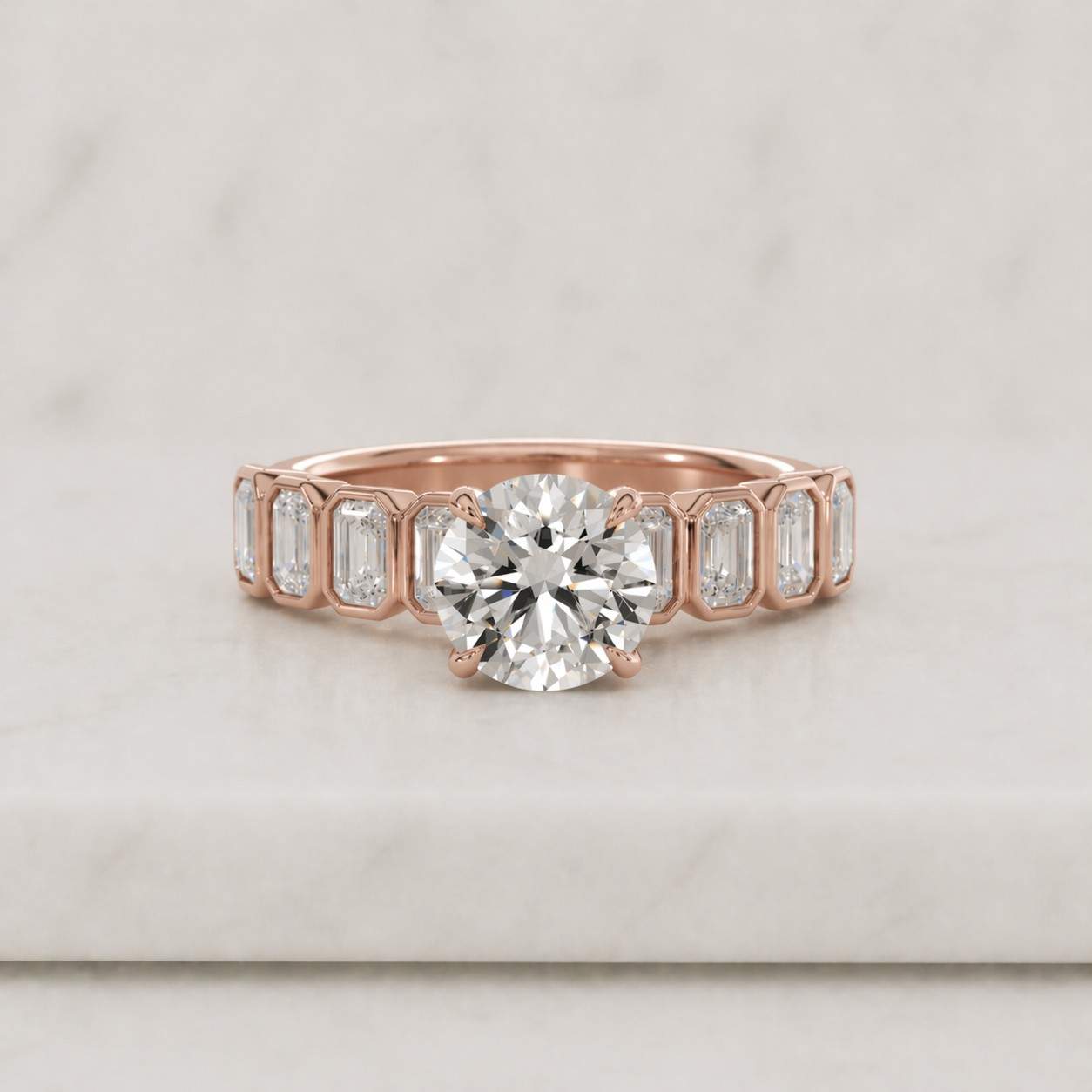 round cut moissanite bridal ring set, 10k solid white gold engagement ring set, statement ring set, full eternity ring with wedding band
