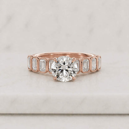 Round Cut Moissanite Bridal Ring Set, 10K Solid White Gold Engagement Ring Set, Statement Ring Set, Full Eternity Ring With Wedding Band