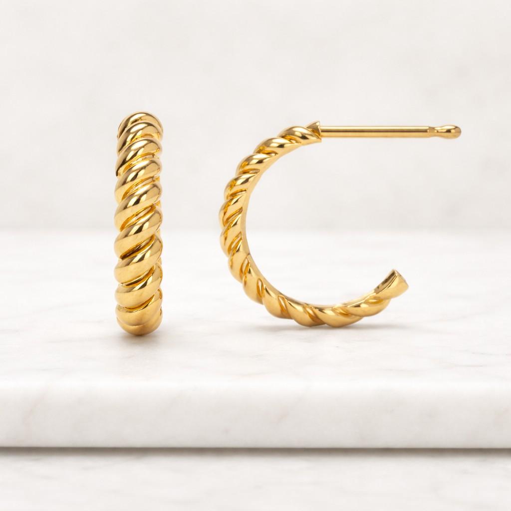 Gold Filled Twisted Small Hoop Earrings, spiral hoop earrings Birthday Gift for her Everyday gold Huggies for women Rope Huggie Earrings
