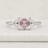 Asscher Cut Pink Lab Grown Diamond Engagement Ring with Side Stone