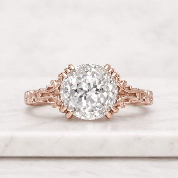 14k Solid Gold 0.25ct E, VVS2 Dainty Round Lab Grown Diamond Promise Ring, Unique Design Ring, Diamond Engagement Ring, Perfect gift for her