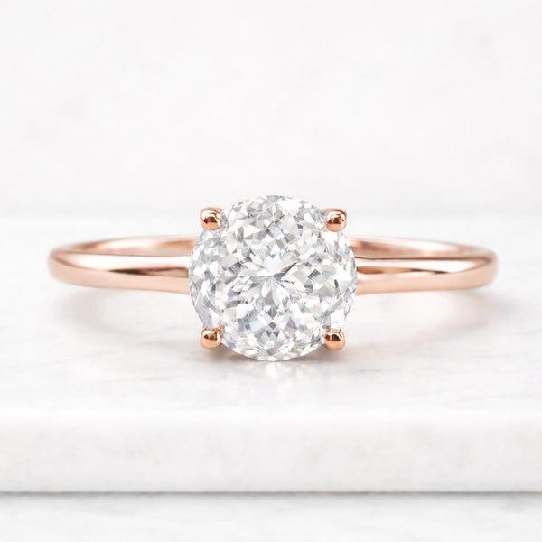 Round Lab Grown Diamond Ring Solitaire Diamond Engagement Ring Round Diamond Wedding Ring for Her Minimalist Anniversary Ring Proposal Ring