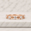 Round Cut Lab Grown Diamond Spiral Wedding Band In 14K Rose Gold