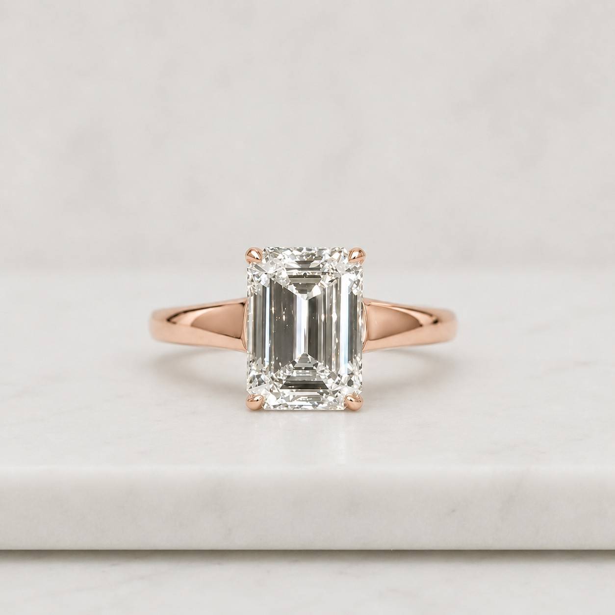 emerald cut ring solitaire ring gold ring engagement ring statement ring rectangle stone four prong ring thin band ring classic ring luxury ring fine jewelry women ring