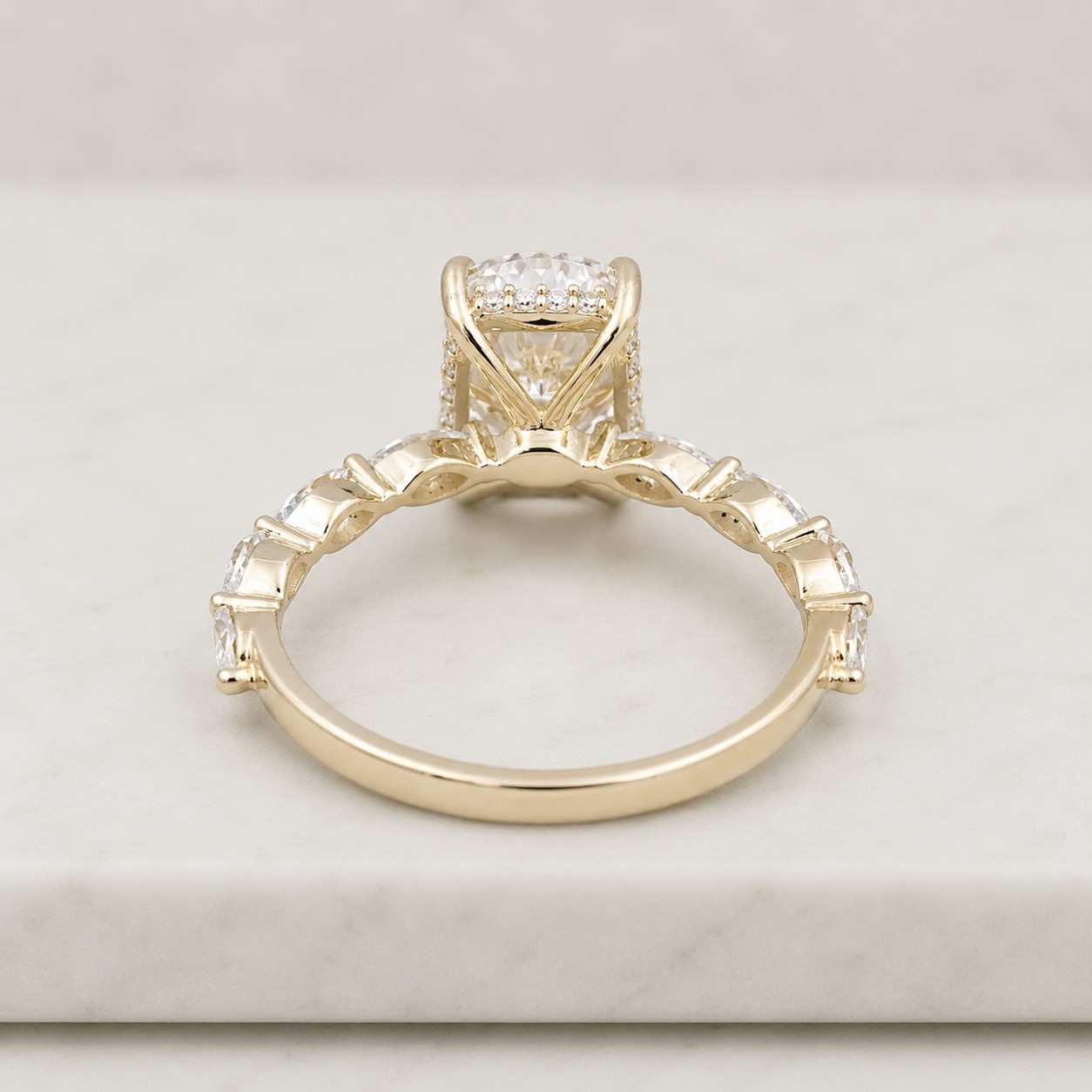 2 Ct Elongated Cushion Cut Lab Grown Diamond Ring, IGI Certified E/VVS-VS 14K Gold Hidden Halo Engagement Ring, Fine Jewelry For Bridal Gift
