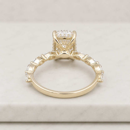 2 Ct Elongated Cushion Cut Lab Grown Diamond Ring, IGI Certified E/VVS-VS 14K Gold Hidden Halo Engagement Ring, Fine Jewelry For Bridal Gift

