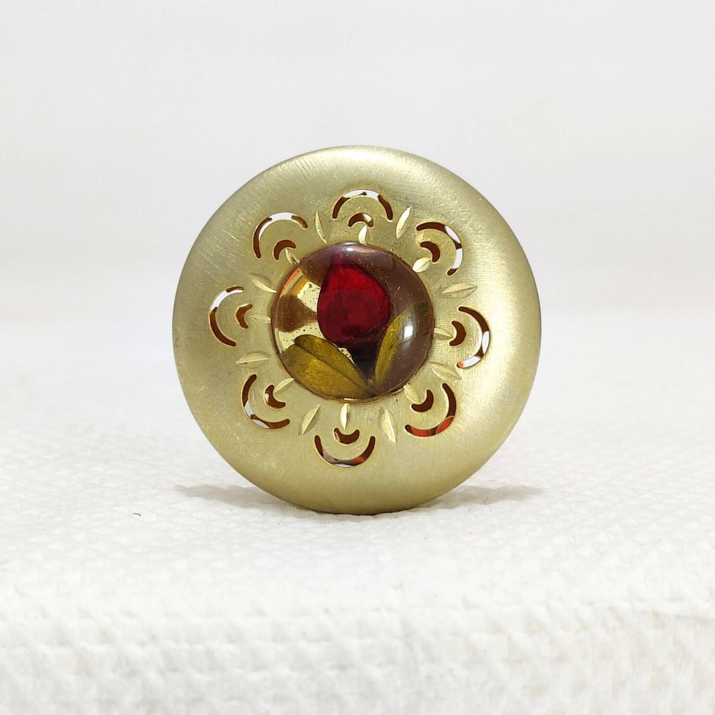 rose ring, floral crystal ring , flower ring, red rose jewelry