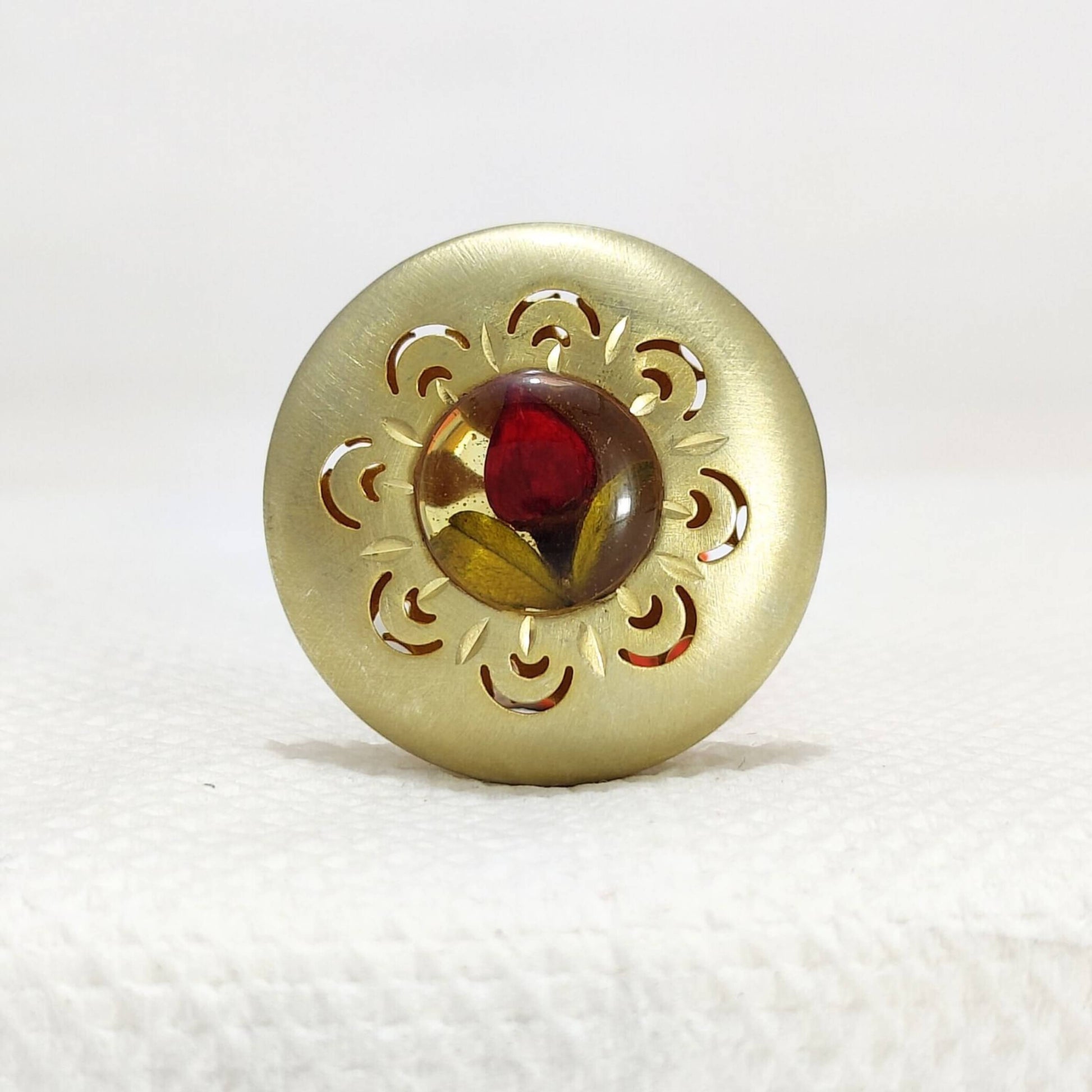 rose ring, floral crystal ring , flower ring, red rose jewelry