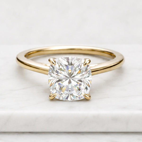 1.50 CT Round Cut Moissanite Solitaire Engagement Ring, 6 Prong Round Cut Moissanite Wedding Ring, 14k Solid Yellow Gold Anniversary Ring
