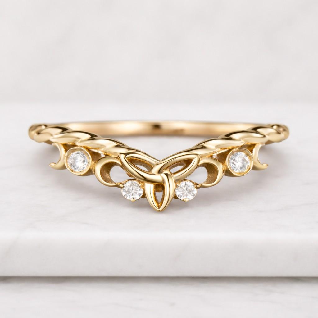 Unique Moissanite Curved wedding band White gold wedding band Art deco Leaf Diamond ring Matching Stackable ring Promise dainty bridal ring