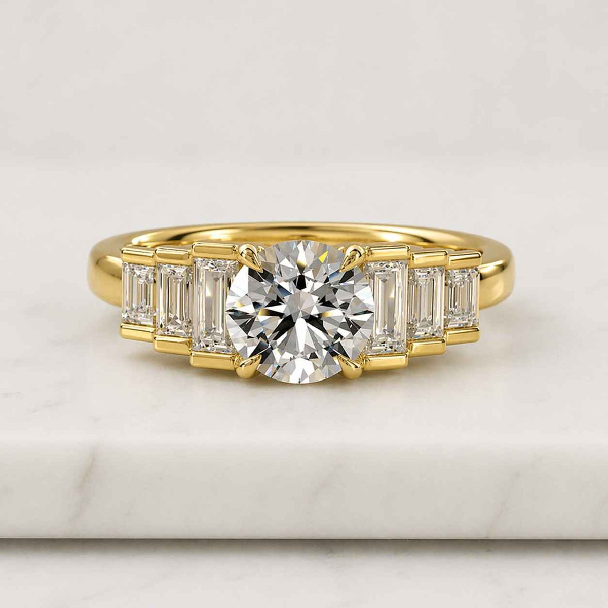 2.00 ct lab diamond cathedral ring, round pave set, igi certified