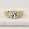 Round Cut Lab Grown Diamond Engagement Ring with Side Stones