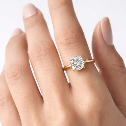 Big 4 Ct Round Cut Moissanite Engagement Ring Hidden Halo Moissanite Ring 14K Yellow Gold Wedding Ring Classic 4 Claw Prong Anniversary Ring
