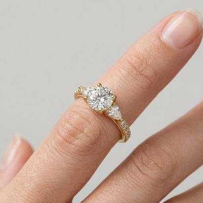 Lab Grown Diamond Engagement Ring Round Brilliant Ring Genuine Diamond Anniversary Ring Round Distance Lab Diamond Wedding Ring Brilliant