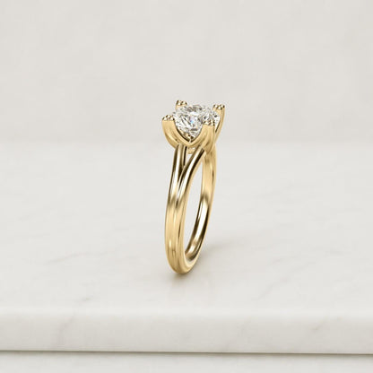 round cut ring raised setting ring cathedral ring split band ring gold jewelry center stone ring crystal ring