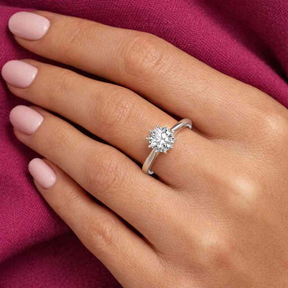 2.00ct Round Brilliant Cut Lab Grown Diamond Engagement Ring, Hidden Halo Solitaire Ring, Dainty Pave Band, 14K Gold Ring, IGI Certified