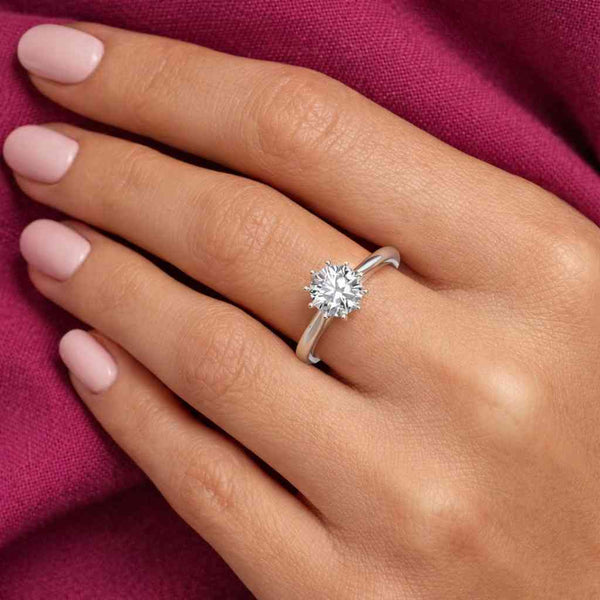 2.00ct Round Brilliant Cut Lab Grown Diamond Engagement Ring, Hidden Halo Solitaire Ring, Dainty Pave Band, 14K Gold Ring, IGI Certified