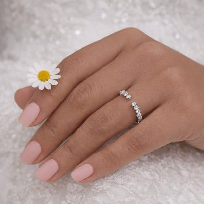 Round Cut Lab Grown Diamond Bezel Set Band For Gift, Round Diamond Open Gap Wedding Band, 14K Gold Open Cuff Matching Band For Wedding Gift