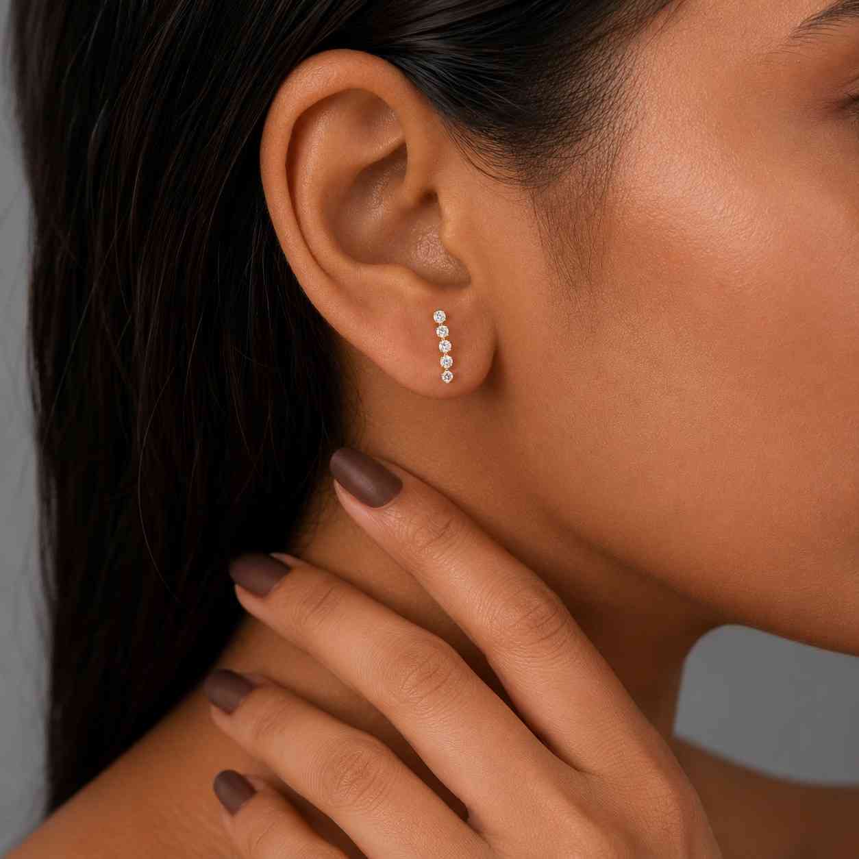 round diamond studs round moissanite studs round lab diamond round cz studs brilliant cut studs sparkling stones clear gemstone studs white stone studs colorless stones faceted stone studs gemstone bar studs stone row earrings multi stone earrings five stone earrings