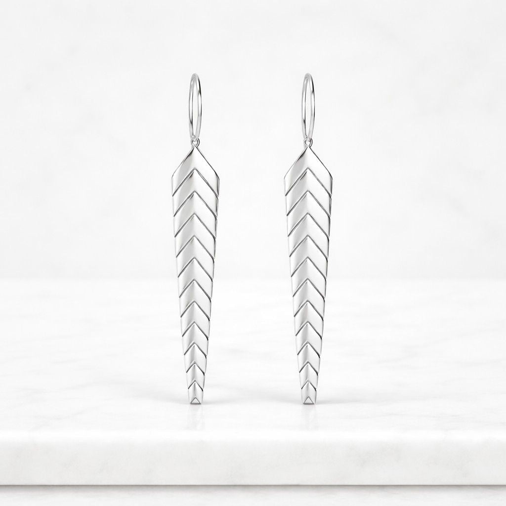 gold leaf drop earrings - 18k plated dangle earrings, women's stainless steel jewelry

