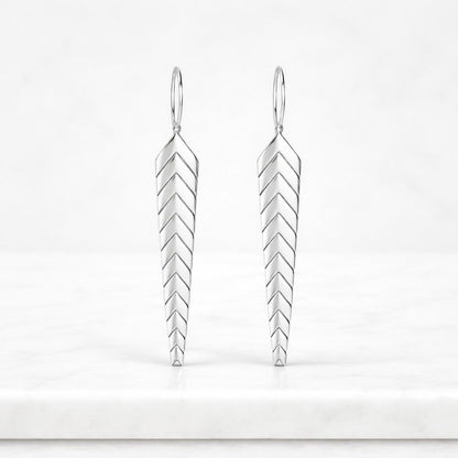 Gold Leaf Drop Earrings - 18k Plated Dangle Earrings, Women's Stainless Steel Jewelry
