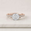 Round Cut Lab Grown Diamond Engagement Ring with Baguette Side Stones