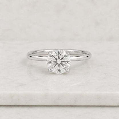 14k Gold Round Cut Moissanite Solitaire Engagement Ring - IGI Certified