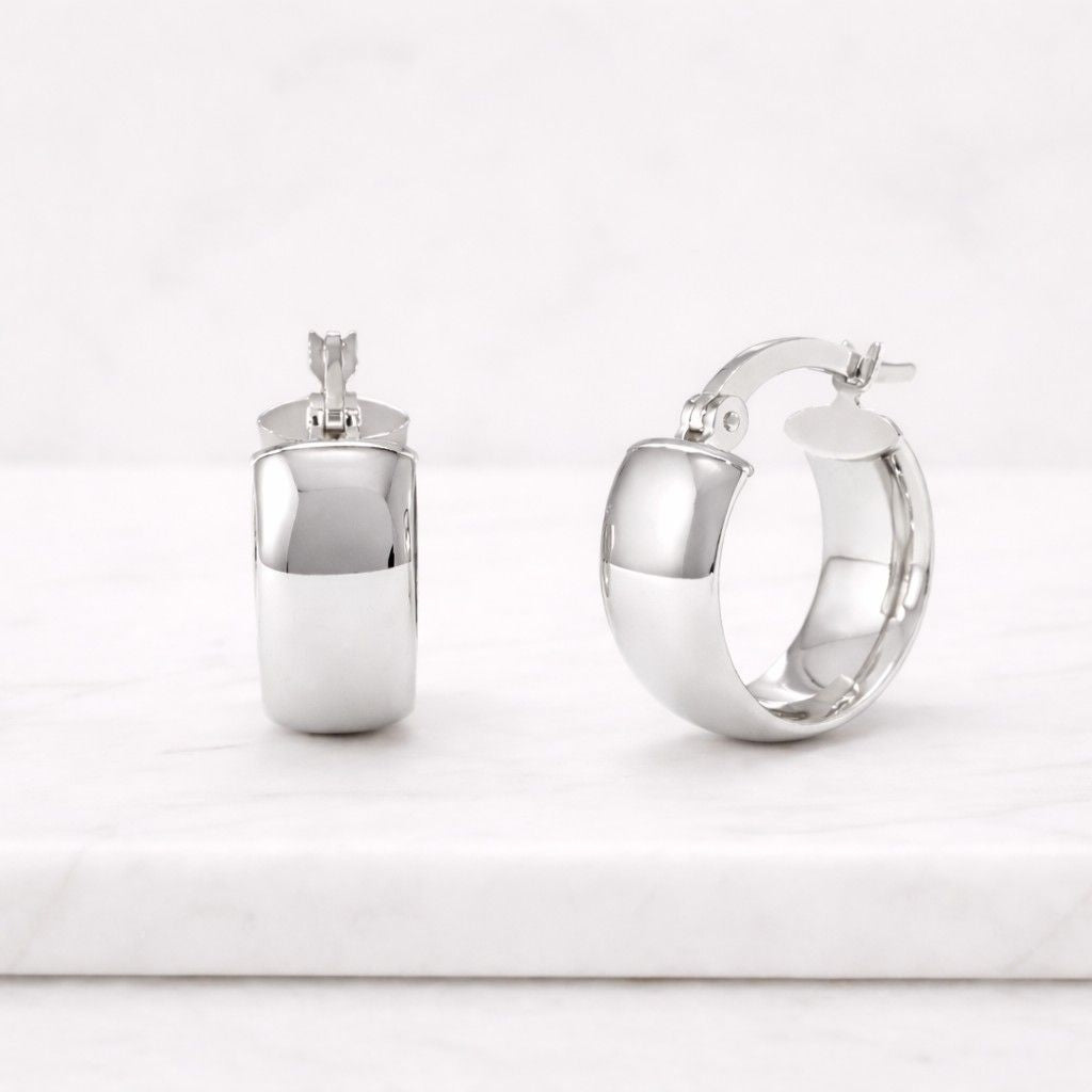 925 Sterling Silver Chunky Huggie Hoop Earrings for Women, Small Thick Lightweight Hoops, Hypoallergenic Gold & Silver Jewelry GiftFor Her
