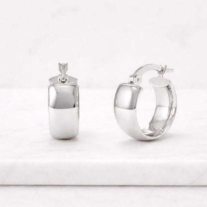 925 Sterling Silver Chunky Huggie Hoop Earrings for Women, Small Thick Lightweight Hoops, Hypoallergenic Gold & Silver Jewelry GiftFor Her
