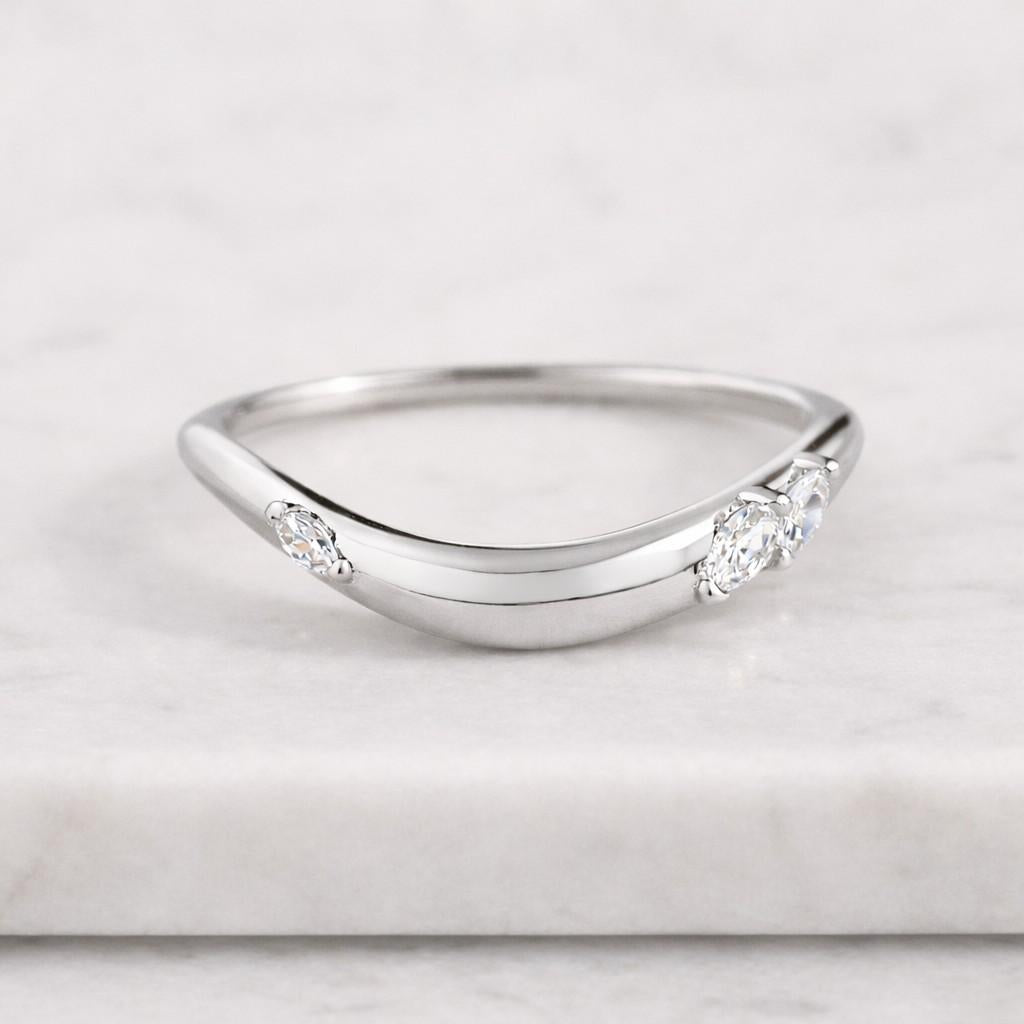 14K gold marquise diamond ring, delicate leaves nature inspired stacking wedding band