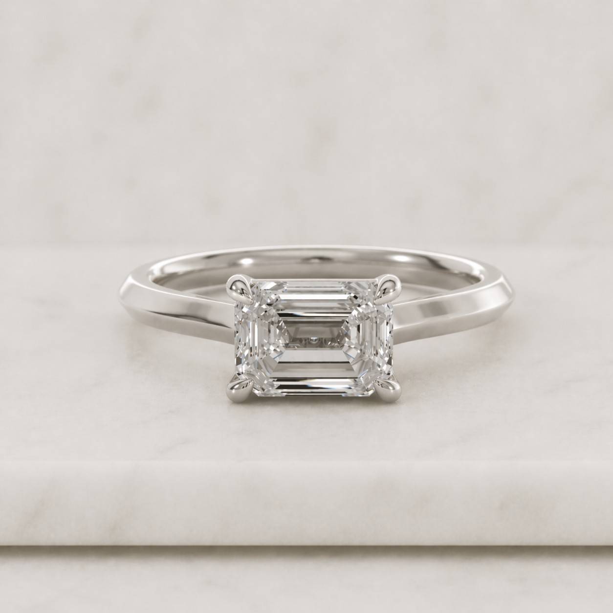 2ct emerald cut moissanite engagement ring, yellow gold solitaire ring, minimalist bridal ring, 14k gold proposal ring, wedding ring for her
