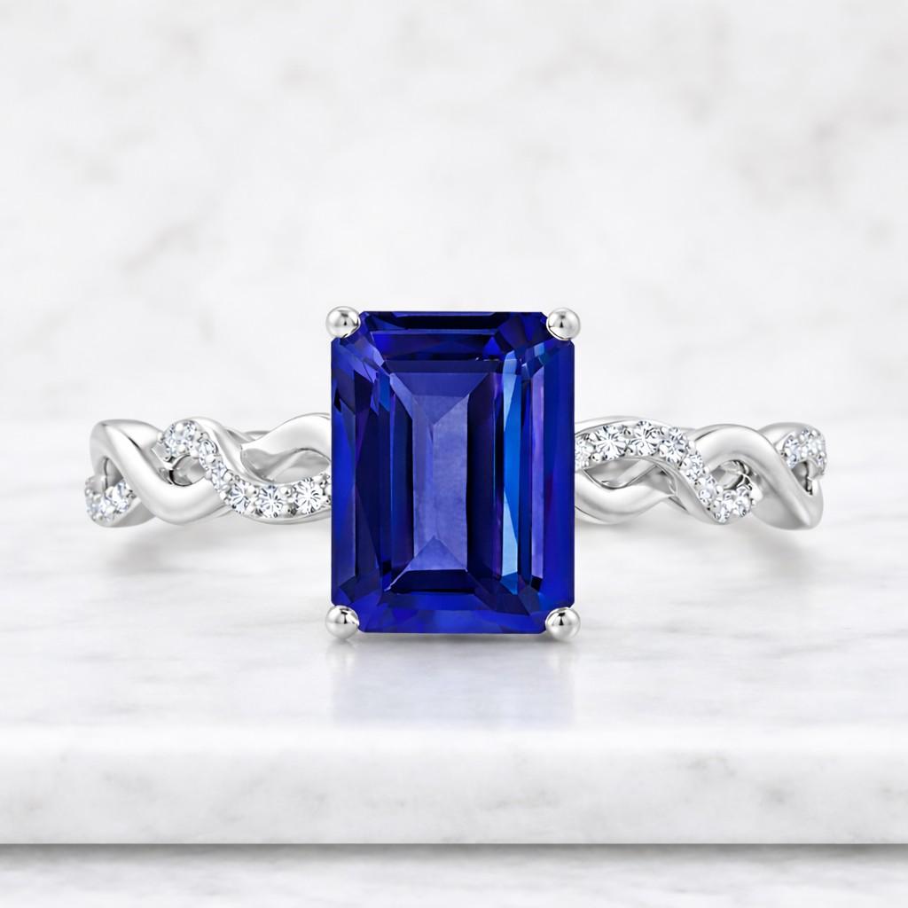 3 carat fancy vivid blue emerald cut lab grown diamond engagement ring, hidden halo pave, igi certified, 14k yellow gold anniversary gift