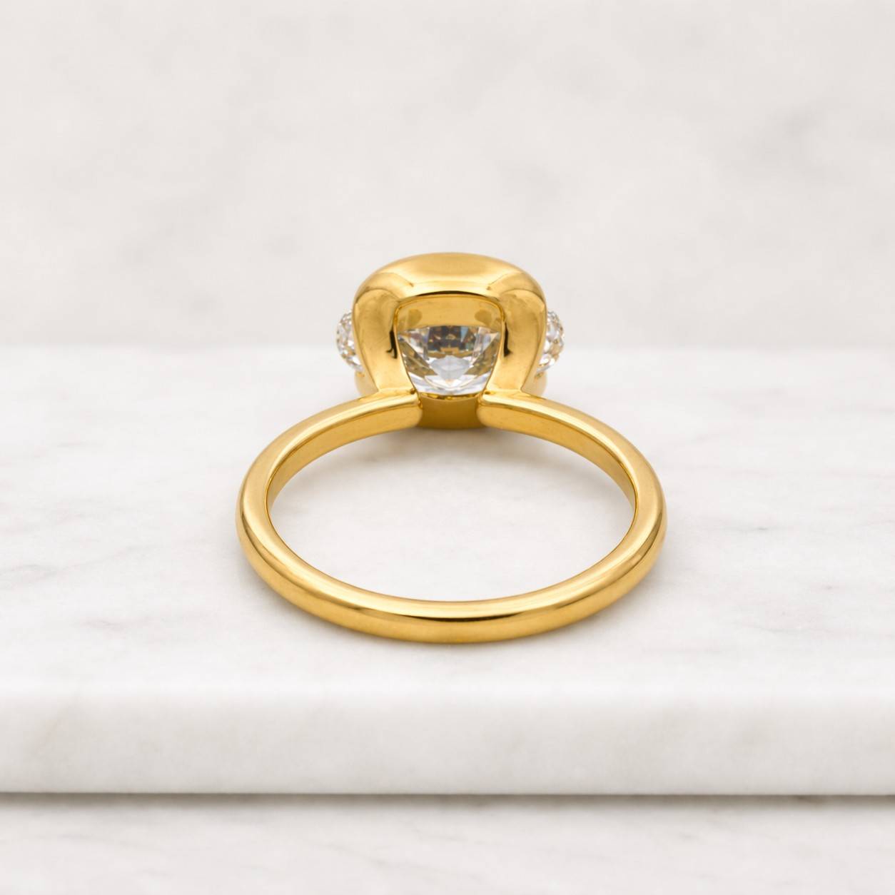 IGI Certified 2 Carat Oval Cut Lab Grown Diamond 14K Rose Gold Half Bezel Set Engagement Ring, Solitaire Bridal Ring, Promise Gift, For Her.
