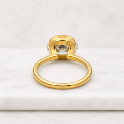 IGI Certified 2 Carat Oval Cut Lab Grown Diamond 14K Rose Gold Half Bezel Set Engagement Ring, Solitaire Bridal Ring, Promise Gift, For Her.
