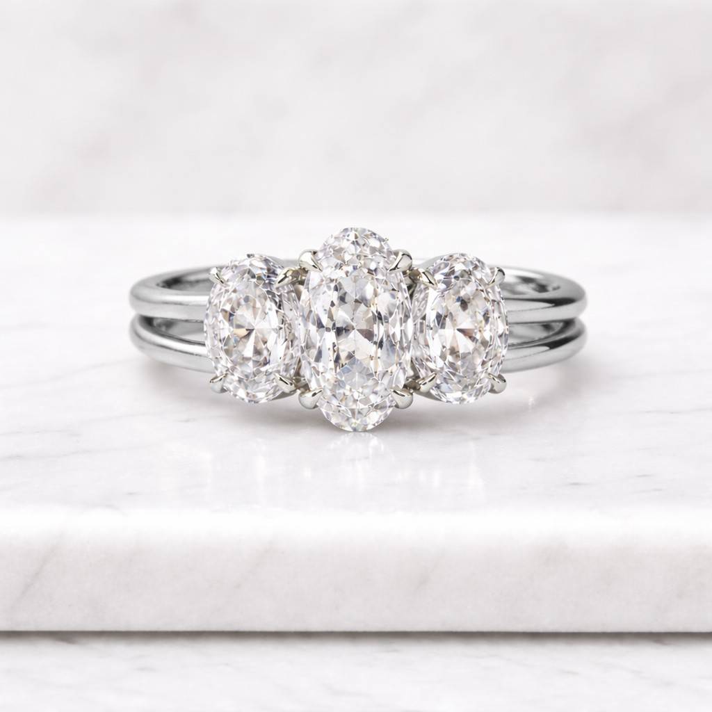 three stone oval diamond engagement ring diamond engagement rings oval trilogy ring real lab grown diamond ring anniversary gifts for women