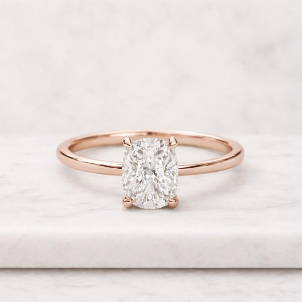 2 ct cushion cut colorless moissanite engagement ring, solitaire ring, 14k solid yellow gold wedding ring, elegant cushion solitaire ring