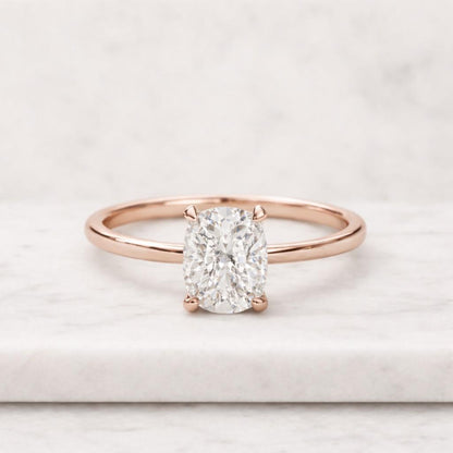 2 CT Cushion Cut Colorless Moissanite Engagement Ring, Solitaire Ring, 14K Solid Yellow Gold Wedding Ring, Elegant Cushion Solitaire Ring