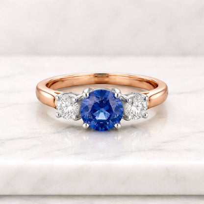 Dainty Round Blue Grey Moissanite 14K Solid Gold Engagement Ring Cluster Moissanite anniversary wedding bands Blue Grey Gemstone ring Gift