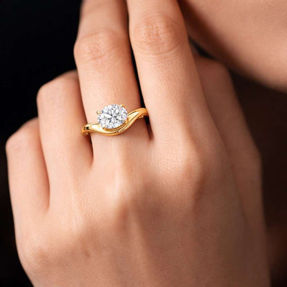14K Solid Gold Curved Wedding Band, Pear Cut Lab Grown Diamond Engagement Ring, Unique GiftsEast West Teardrop Ring,V Shaped Chevron Ring