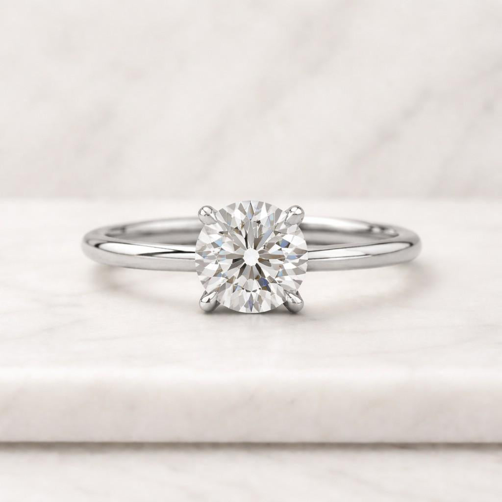 4 ct round cut colorless moissanite engagement ring classic round cut solitaire ring 14k gold two tone wedding ring anniversary gift ring
