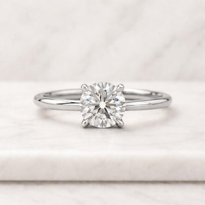 4 Ct Round Cut Colorless Moissanite Engagement Ring Classic Round Cut Solitaire Ring 14K Gold Two Tone Wedding Ring Anniversary Gift Ring
