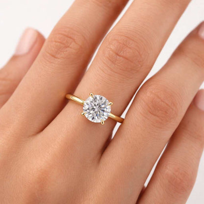 1.50ct Skinny Alberta 7.5mm 14kt Moissanite Round Solitaire Ring,Round Engagement Ring,Round Cut Ring,Anniversary Gift,Gift For Her
