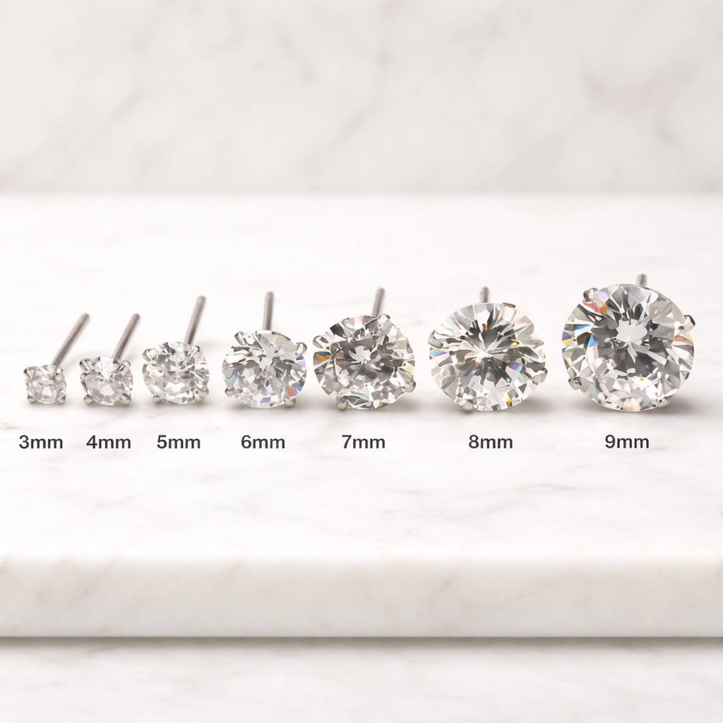 round stud earrings solitaire earrings crystal stud earrings silver stud earrings four prong earrings classic stud earrings women earrings