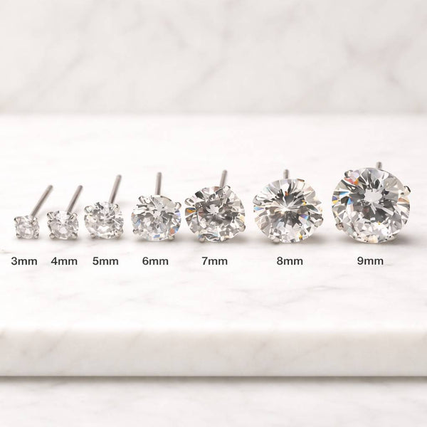 round stud earrings solitaire earrings crystal stud earrings silver stud earrings four prong earrings classic stud earrings women earrings