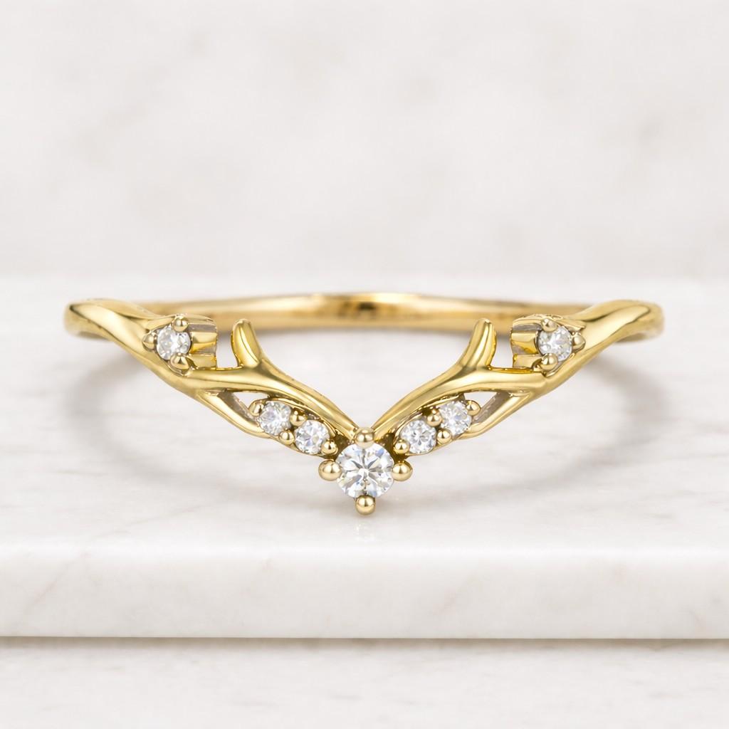 custom curved wedding band women's vintage rose gold marquise cut diamond wedding band real lab grown diamond marquise bridal stacking ring