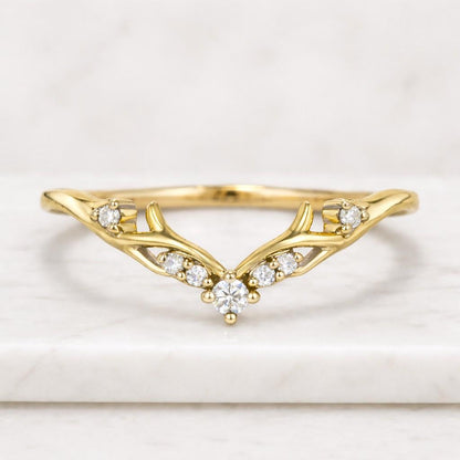 Custom Curved Wedding Band Women's Vintage Rose Gold Marquise Cut Diamond Wedding Band Real Lab Grown Diamond Marquise Bridal Stacking Ring