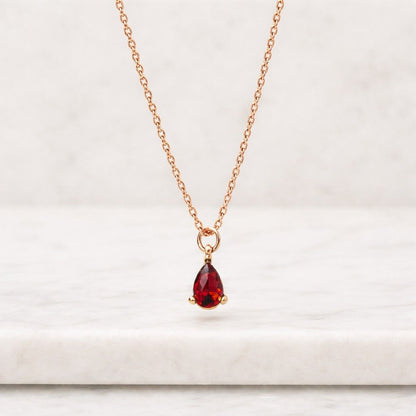 ruby necklace pear necklace red gemstone necklace gold pendant necklace dainty necklace tiny pendant necklace minimalist necklace solitaire necklace drop necklace